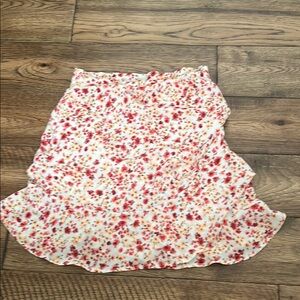 Altar'd State Red and White Ruffled Wrap Mini Skirt